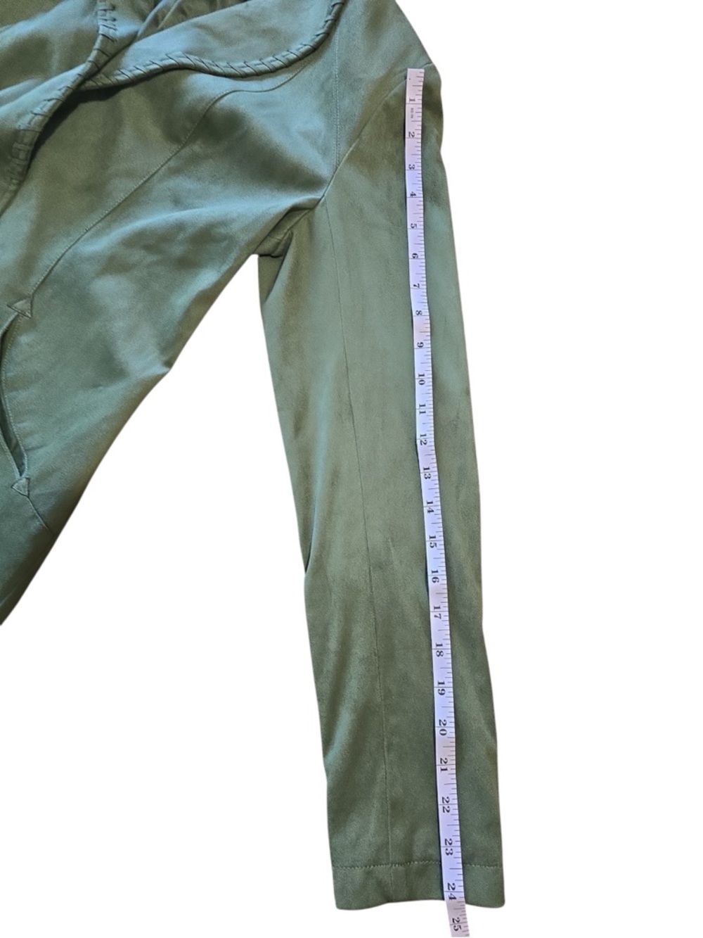 American West Carolyn Pollack Juniper Green Faux Suede Fringe Jacket XS - Picture 11 of 13